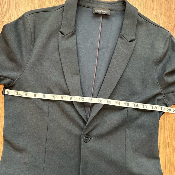 Emporio Armani Navy Tailored Blazer Large | Stretch Minimalist Career Jacket - Picture 8 of 9